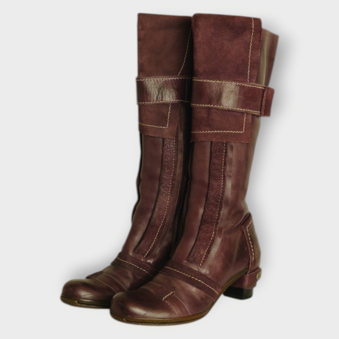 Purle Leather Patchwork Boots