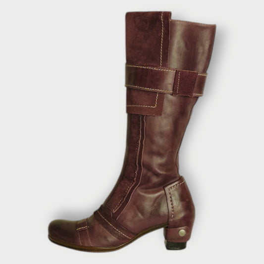 Purle Leather Patchwork Boots