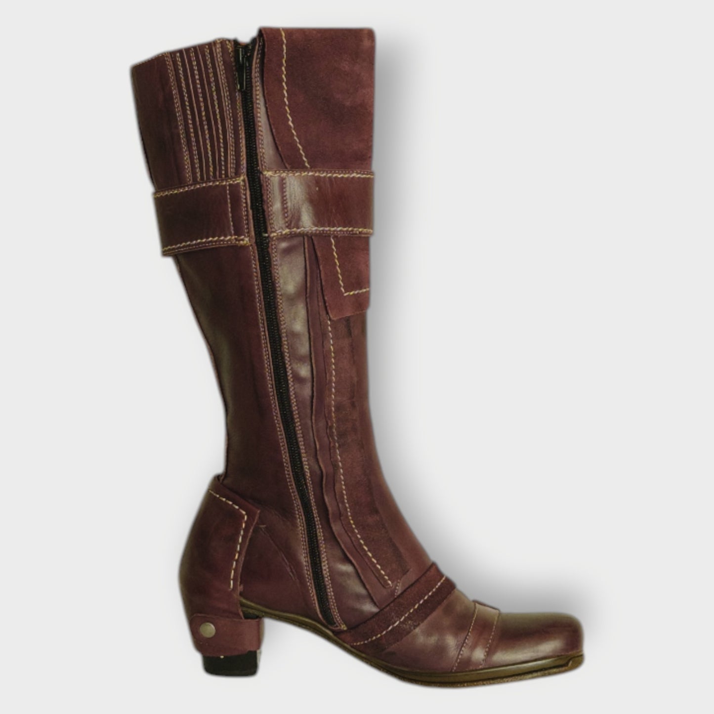 Purle Leather Patchwork Boots