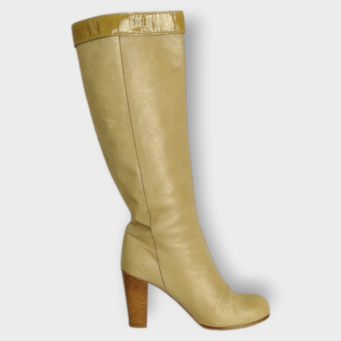 Leather Knee High Buckle Detail Boots