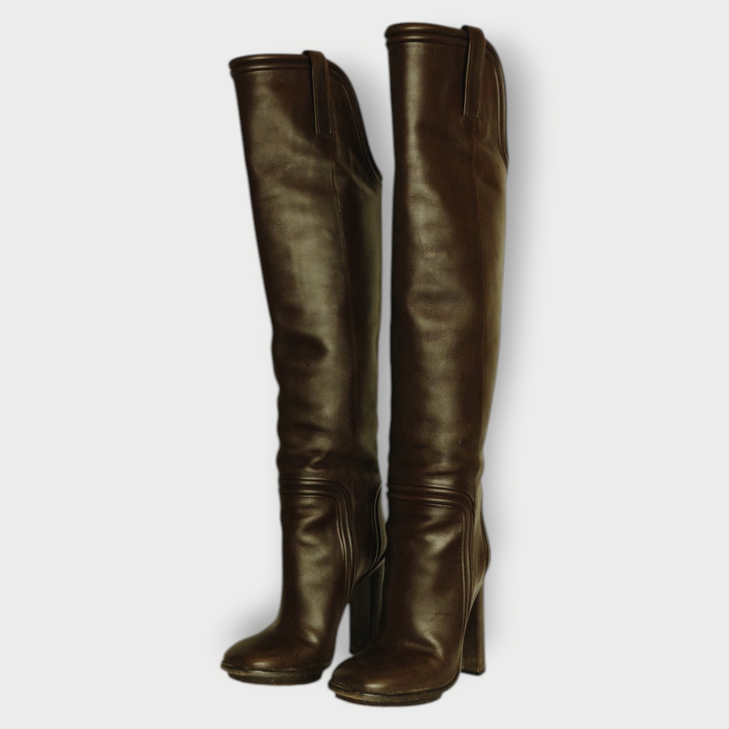 Leather Knee High Heeled Boots