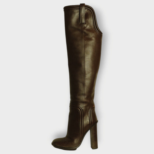 Leather Knee High Heeled Boots