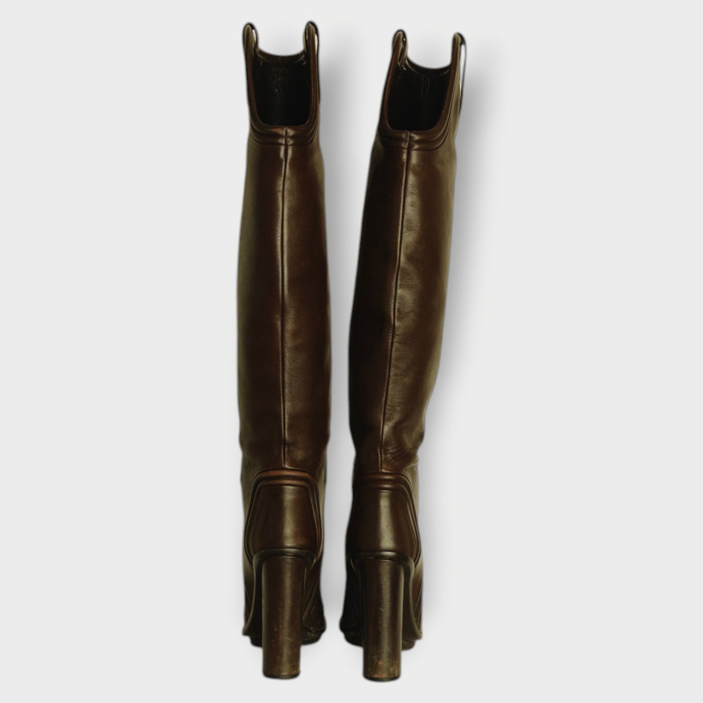 Leather Knee High Heeled Boots