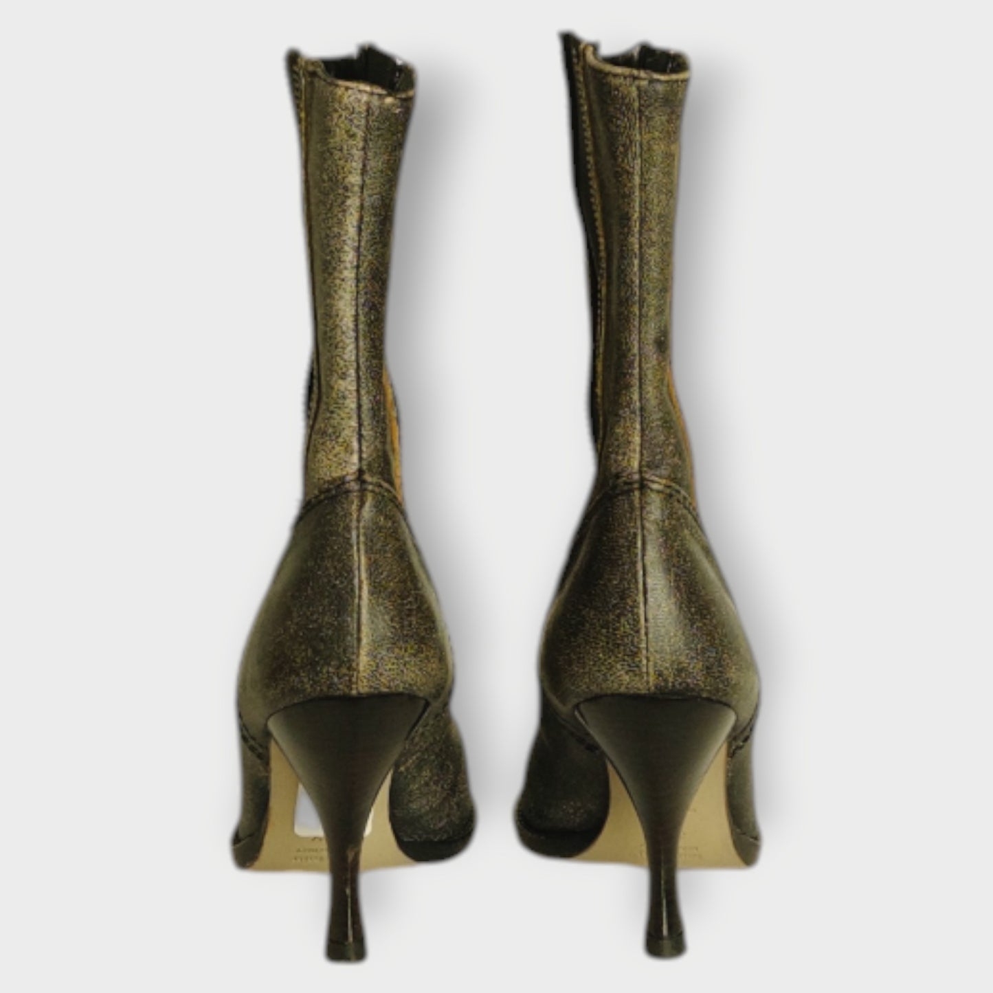 Cracked Leather Pointed Heel Boot