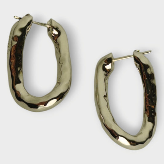 Silver Organic Oval Hoop Earrings