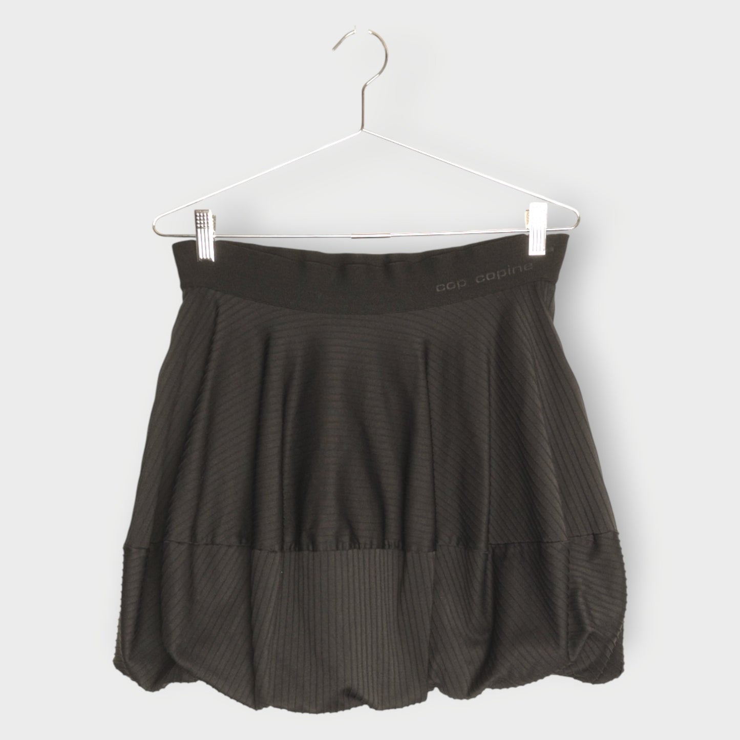 Black Textured Bubble Skirt #ILEZW0