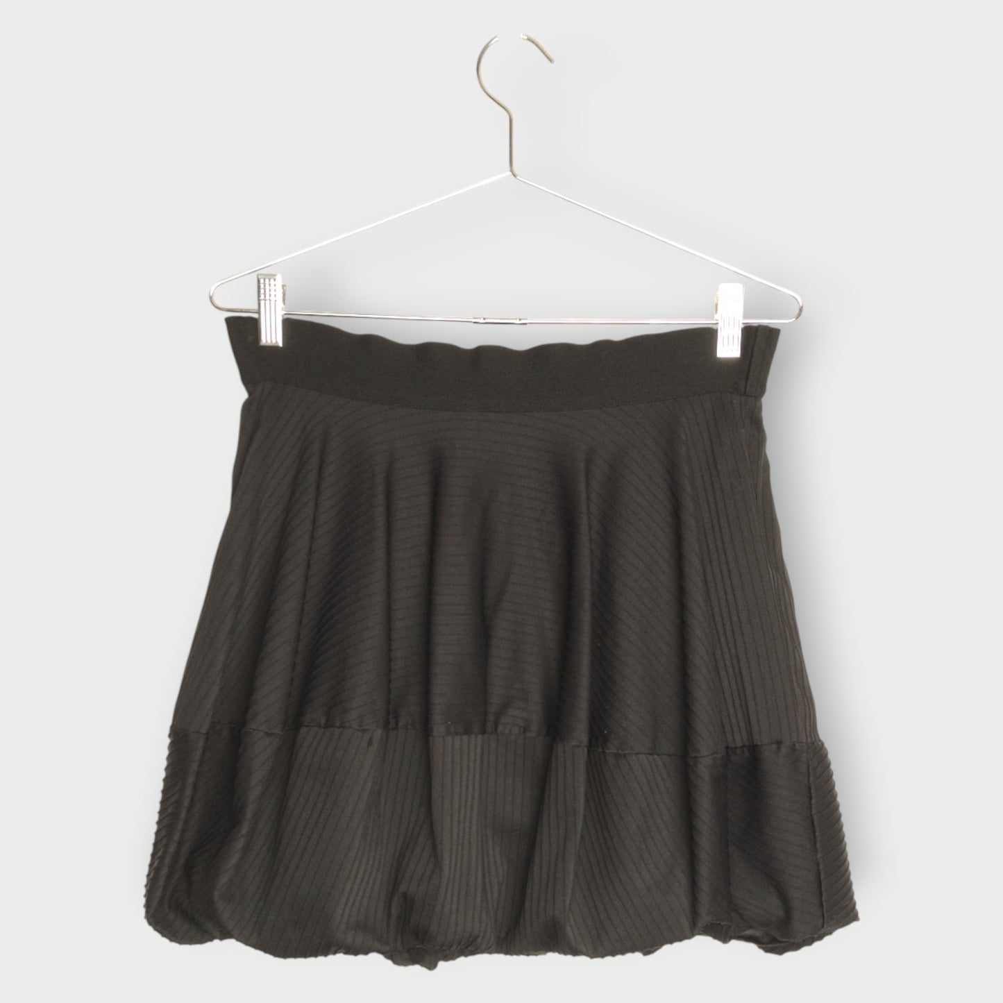 Black Textured Bubble Skirt #ILEZW0