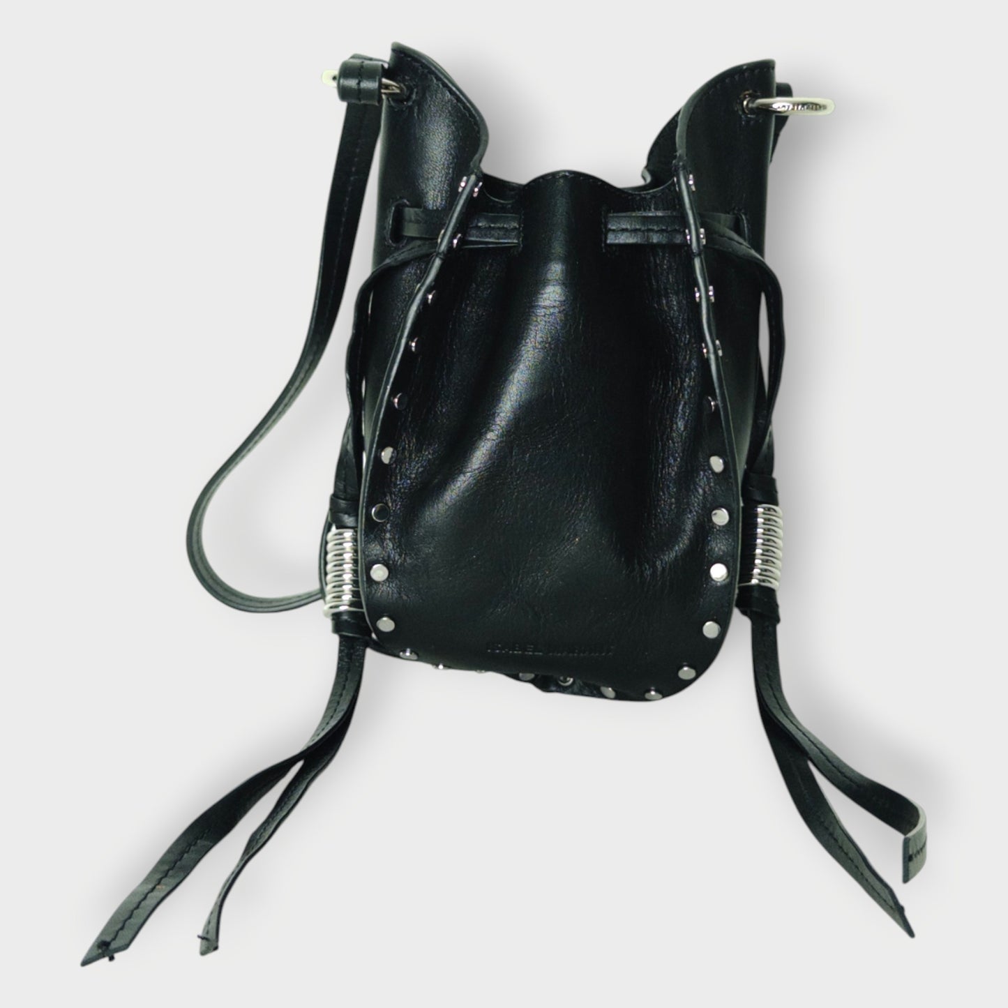 Leather Studded Mini Bucket Bag