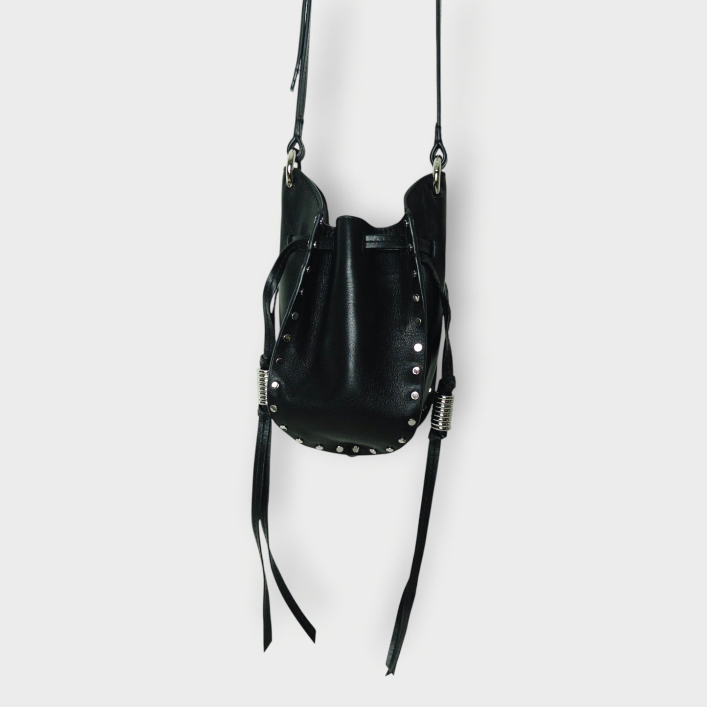 Leather Studded Mini Bucket Bag
