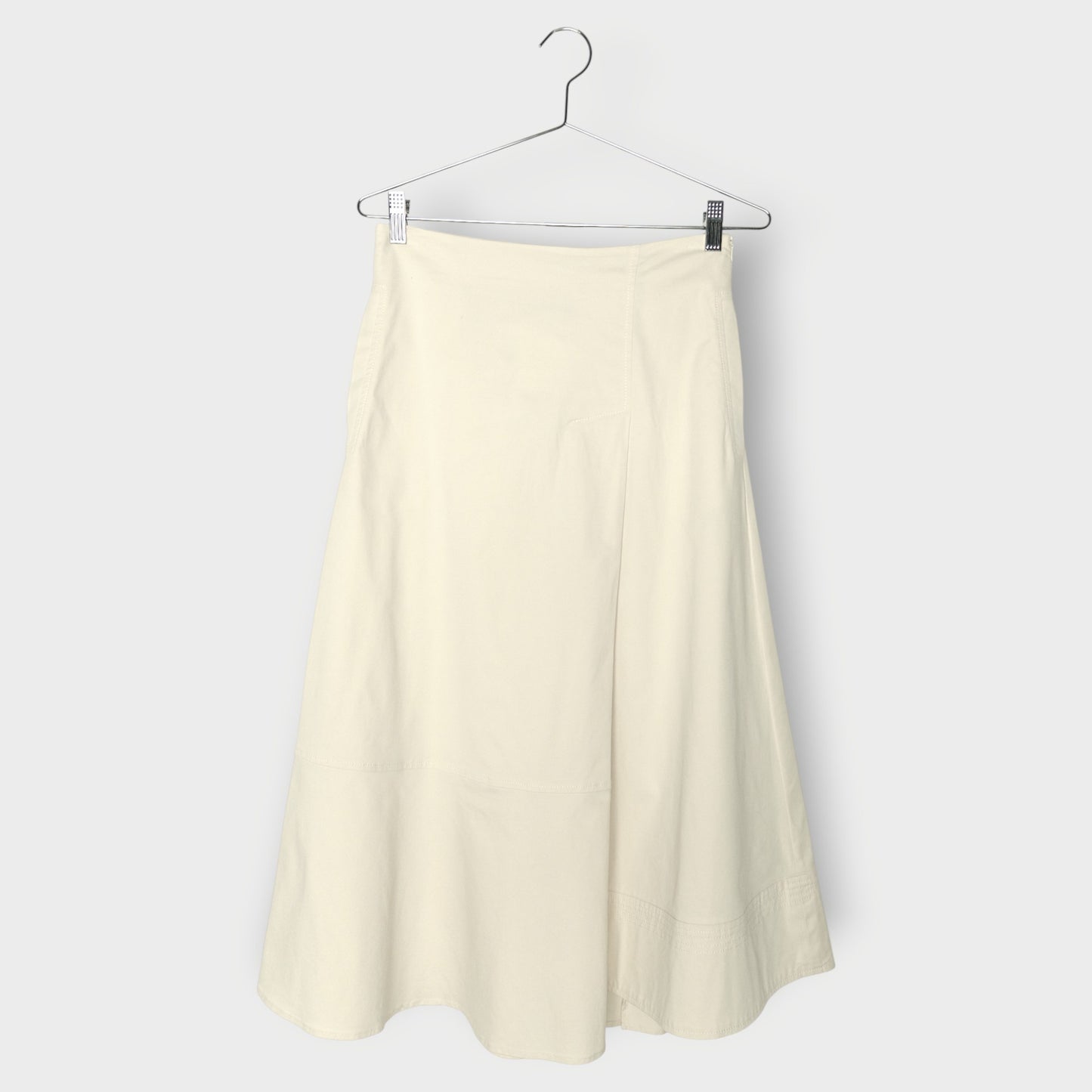 Cotton Pleat Midi Skirt