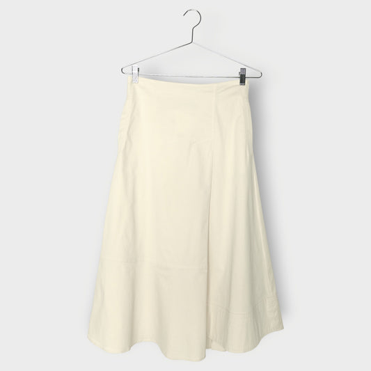 Cotton Pleat Midi Skirt