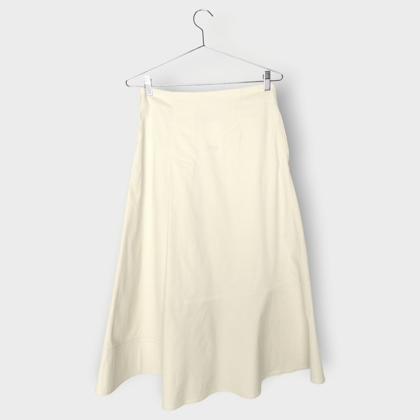Cotton Pleat Midi Skirt