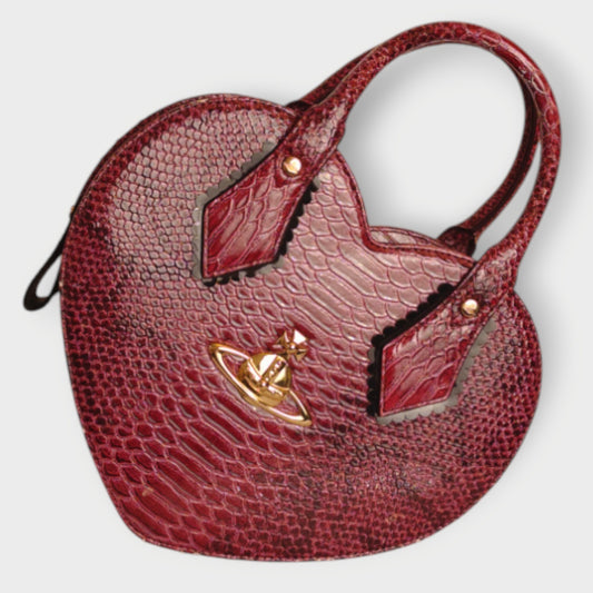 Faux Snake Chancery Heart Bag