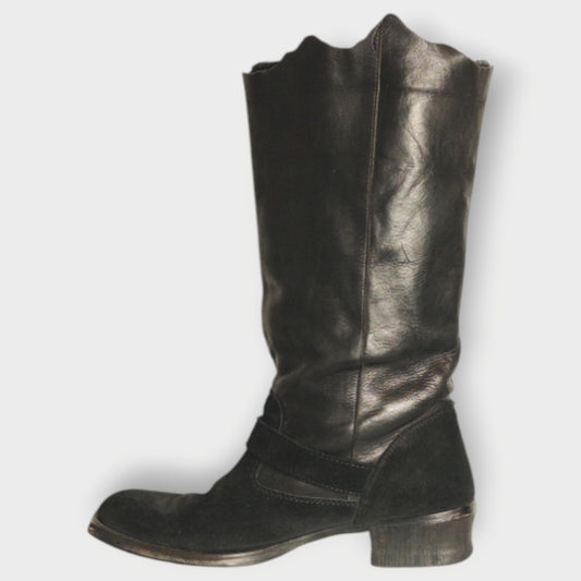 Suede/Leather Biker Boot
