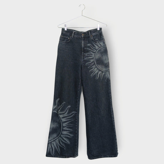 Sun Print Wide Leg Jeans