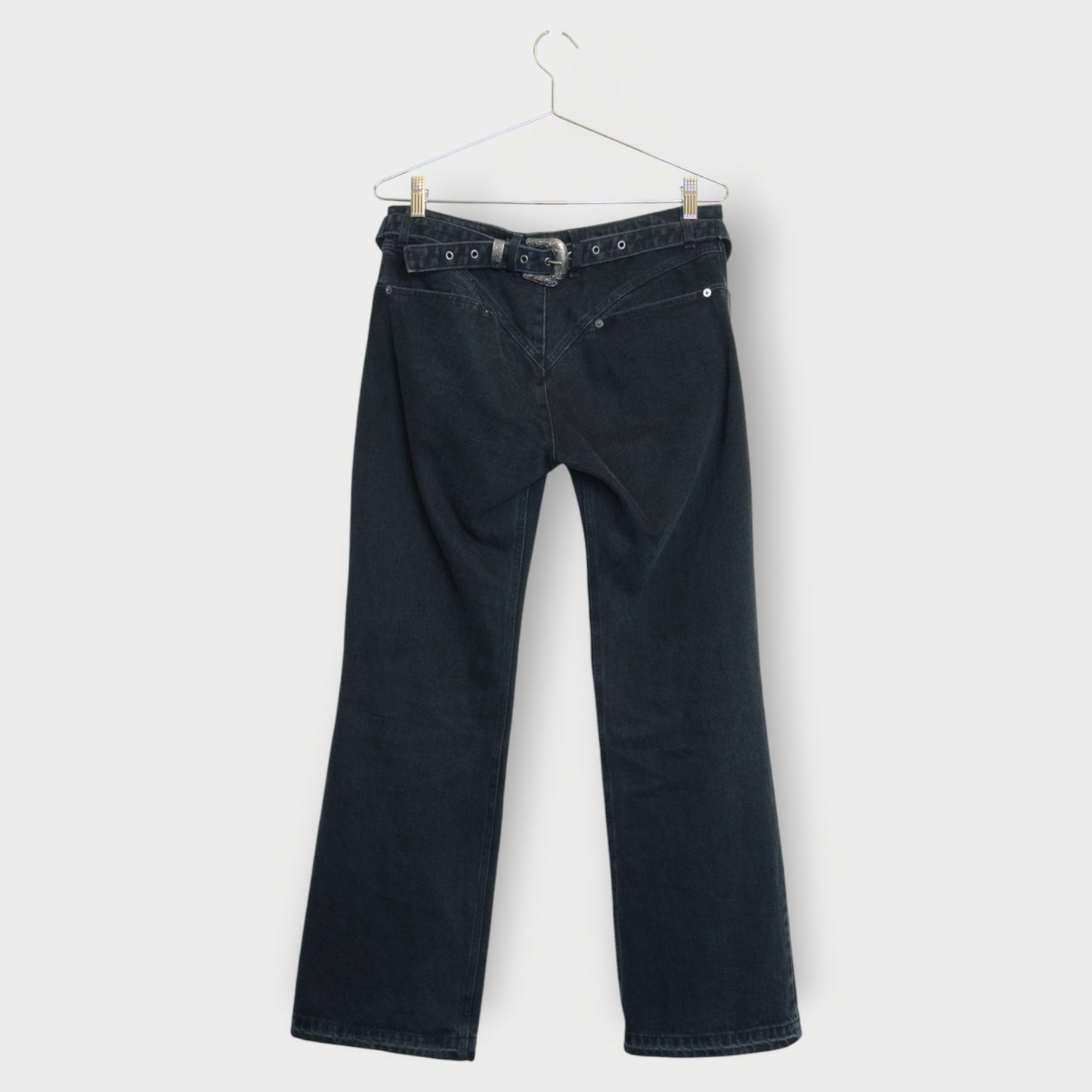 Back Buckle Wide Leg Jeans