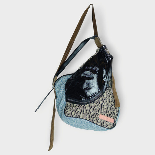 PVC & Denim Patchwork Bag