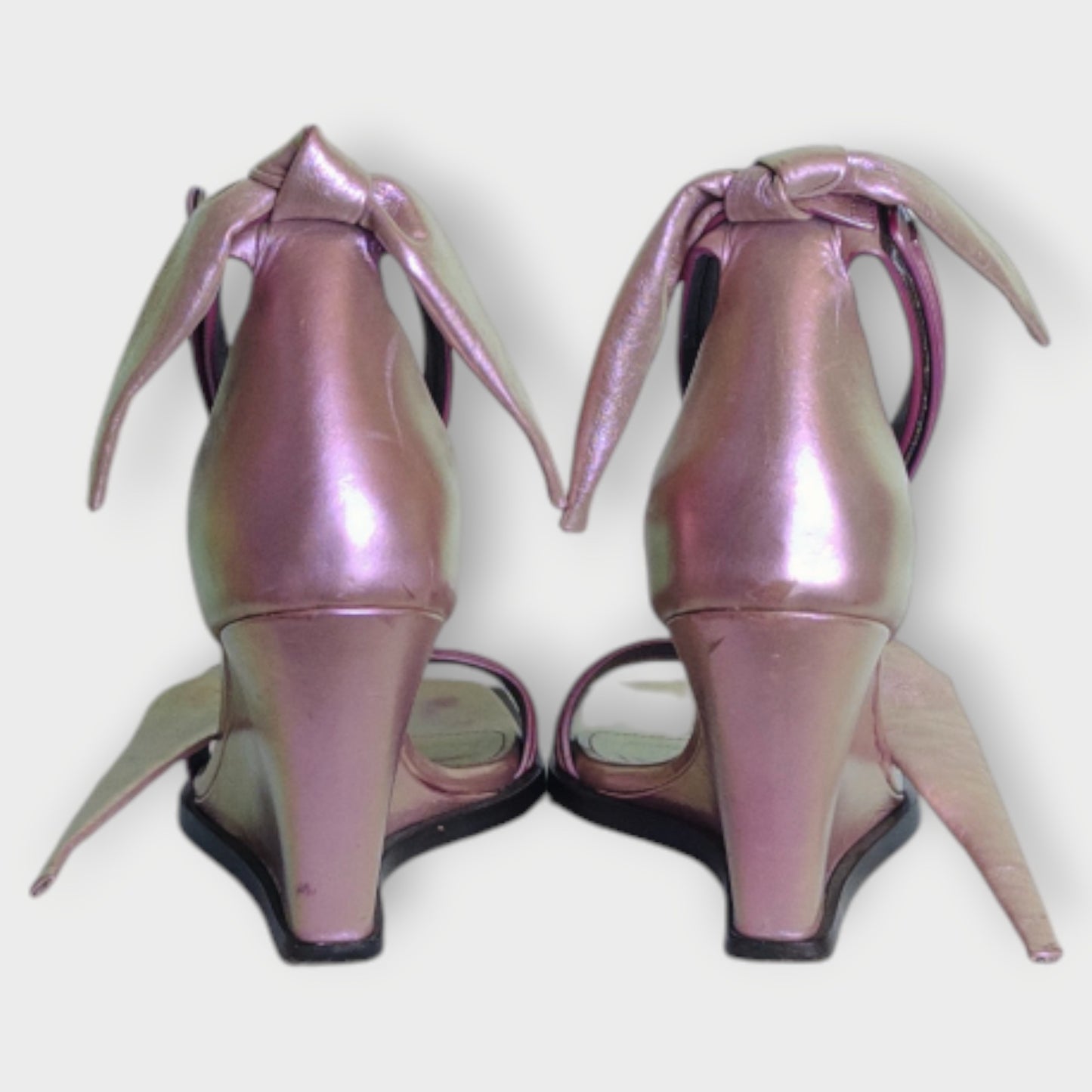 Iridescent Leather Wedges