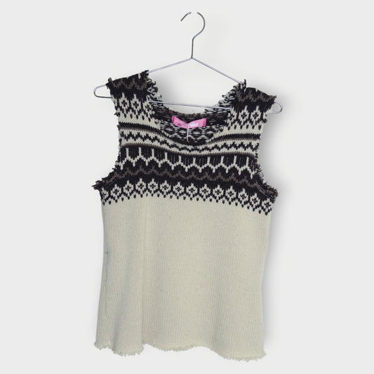 Brown & Cream Knit Vest  #5ZNBU6