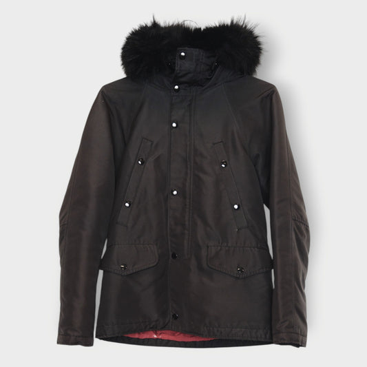 Nylon Fur Trim Hooded Jacket