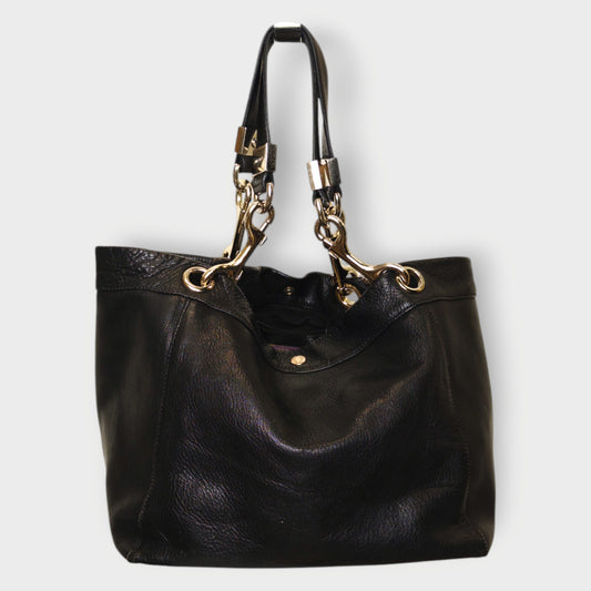 Leather & Silver Hardware Slouch Bag