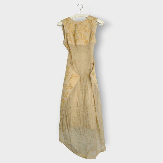 Wool Sheer Embroidered Dress