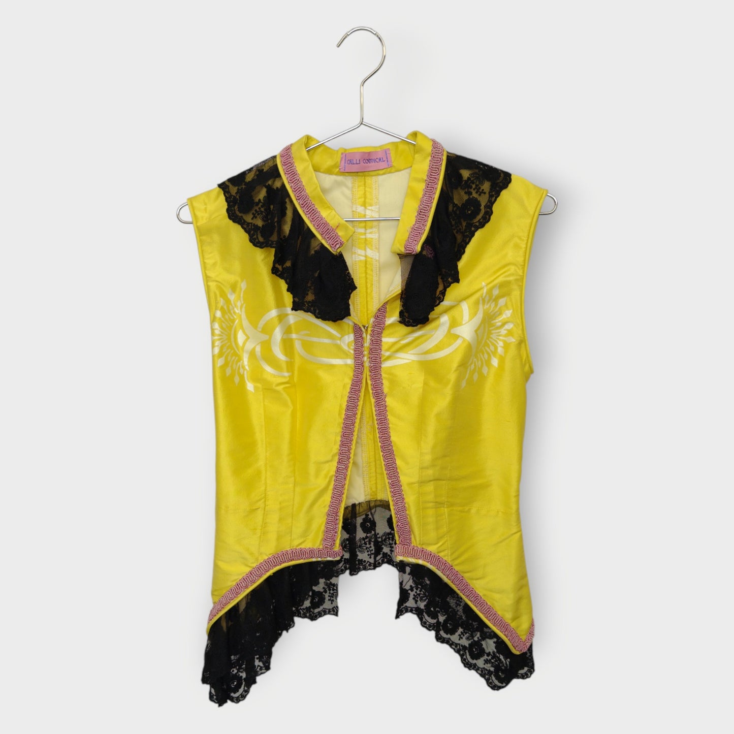 Organza Lace Trim Printed Vest