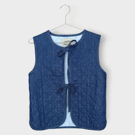 Denim Quilted Tie Vest