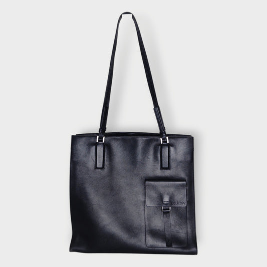 Leather Pocket Detail Tote Bag