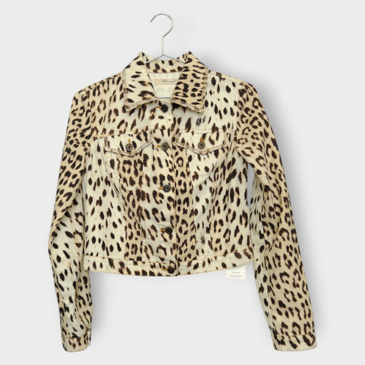 Leopard Diamonte Denim Jacket