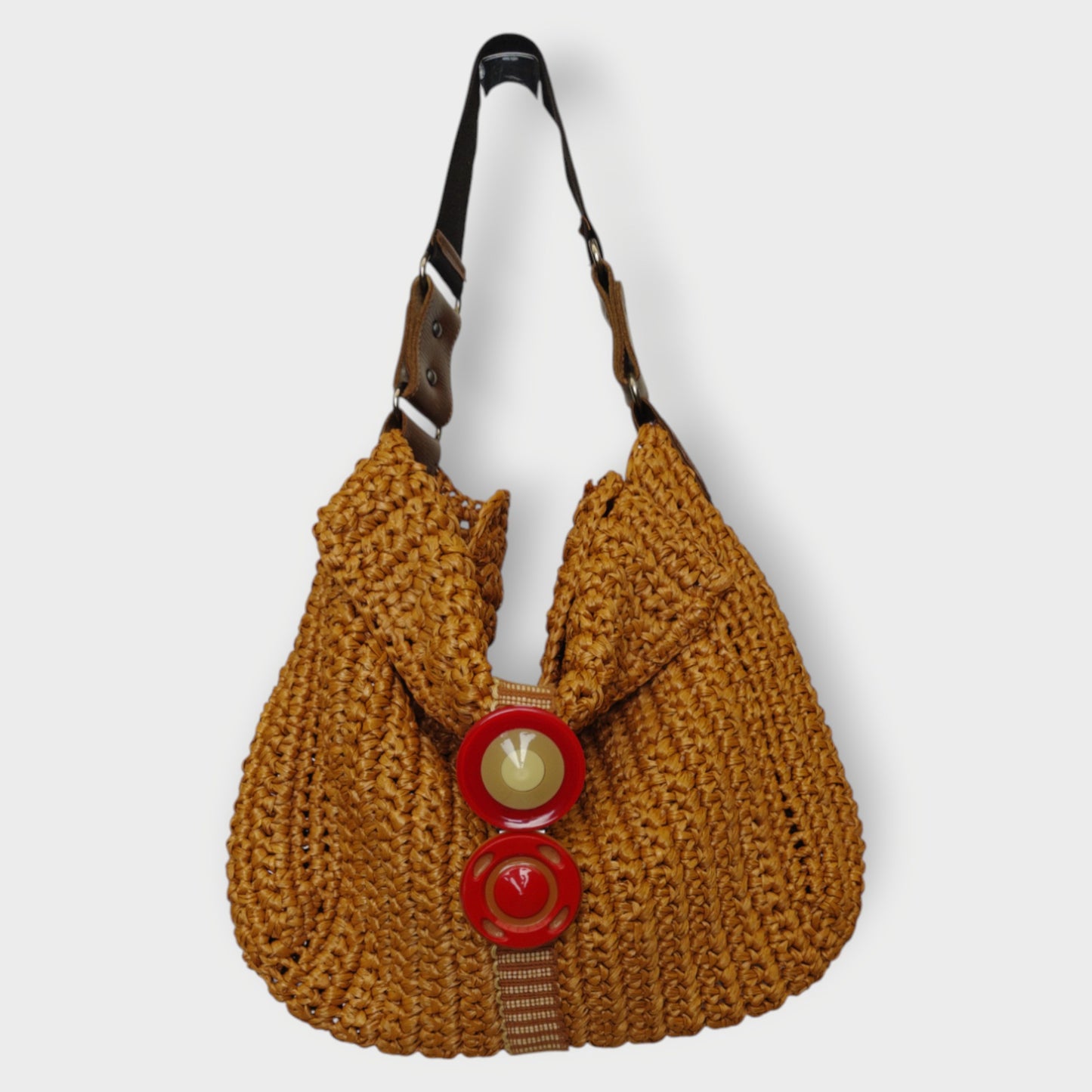 Straw Leather Canvas Strap Bag