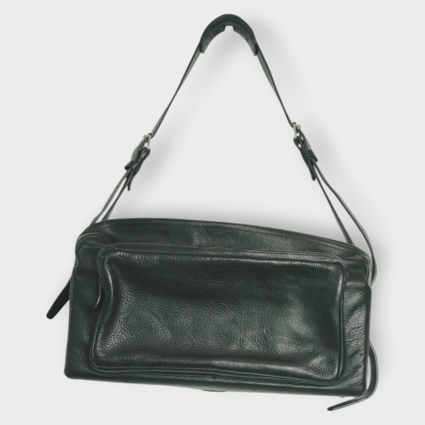 Black Leather Duffle Bag #Z9O0E9
