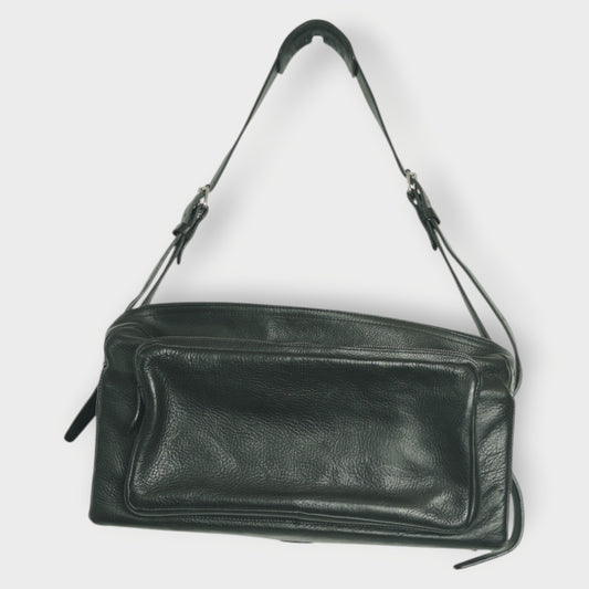 Black Leather Duffle Bag #Z9O0E9