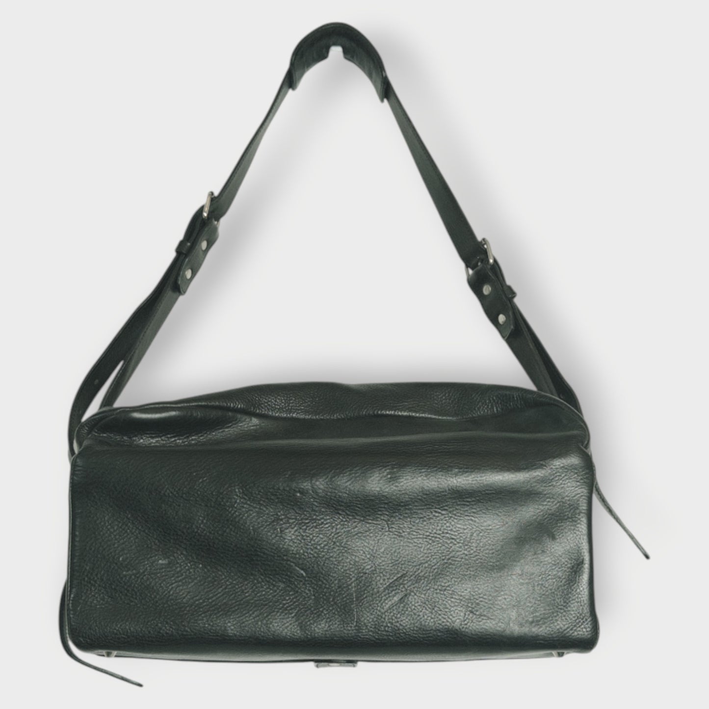 Black Leather Duffle Bag #Z9O0E9