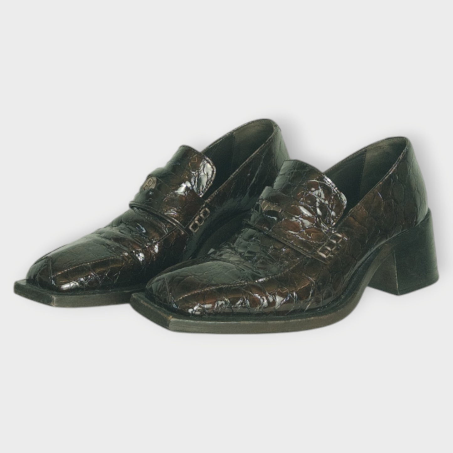 Croc Heeled Loafers