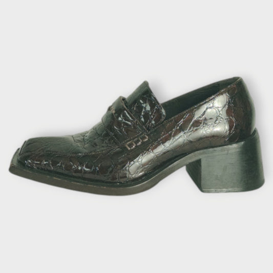 Croc Heeled Loafers
