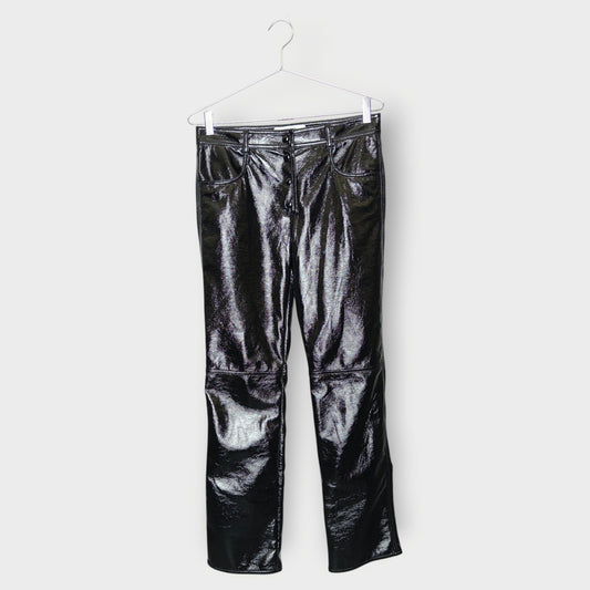 Shiny Button Up Straight Leg