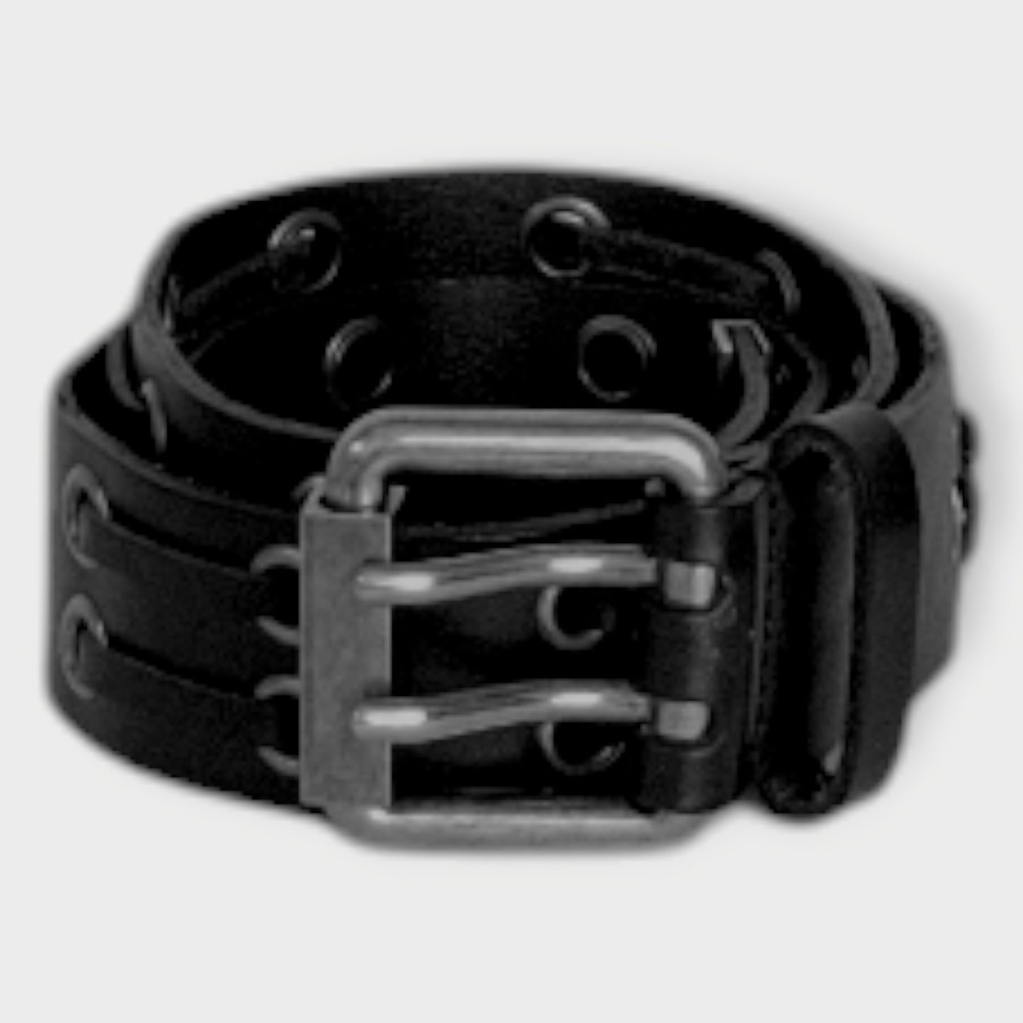 Black Leather Eyelet Belt