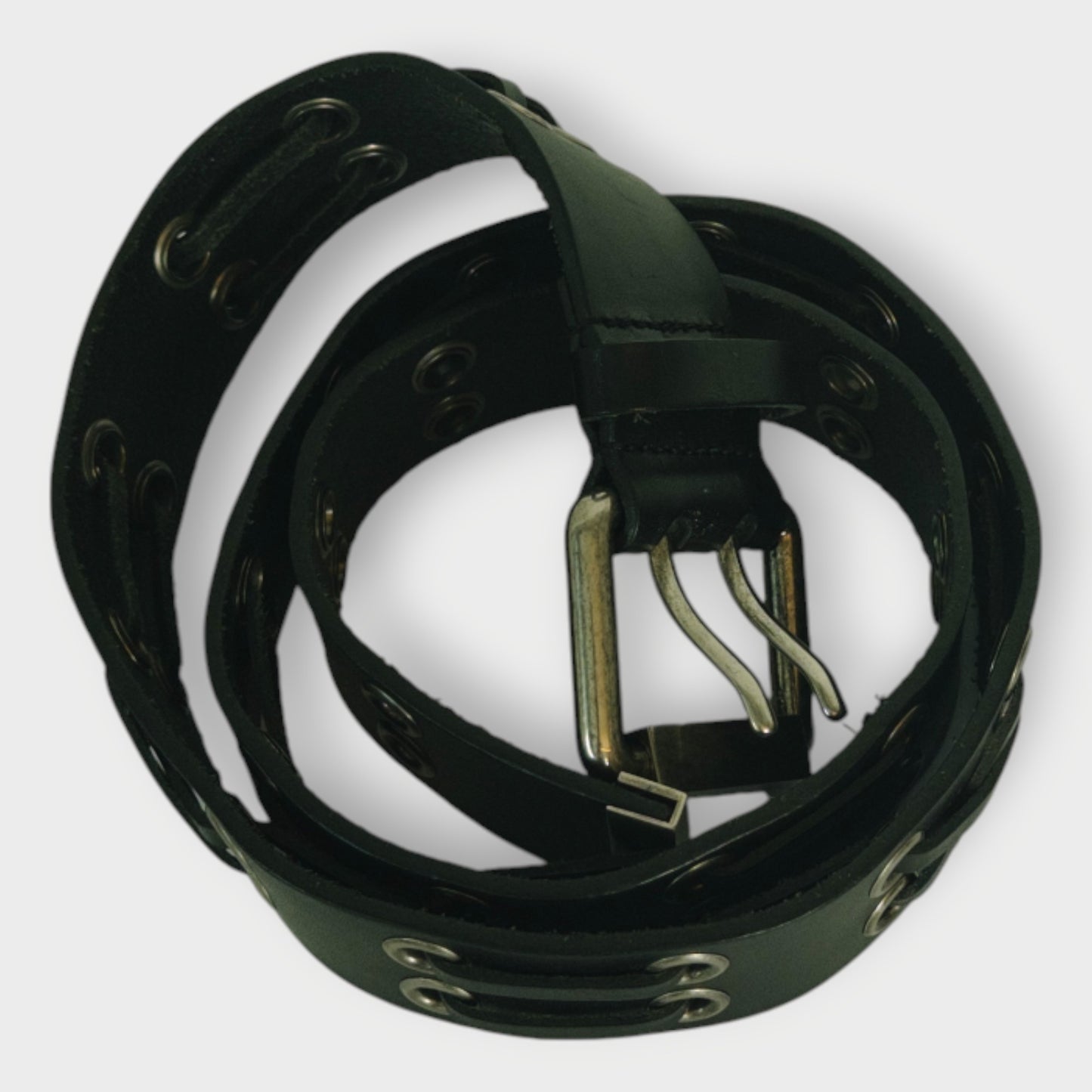 Black Leather Eyelet Belt