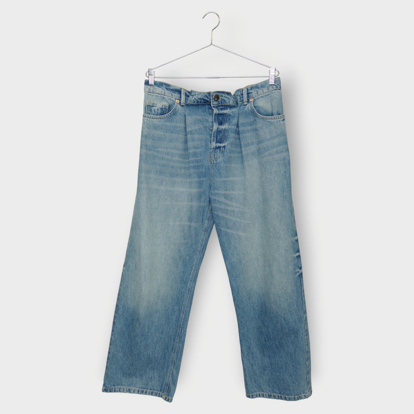 Gathered Waist Wide Leg Jeans