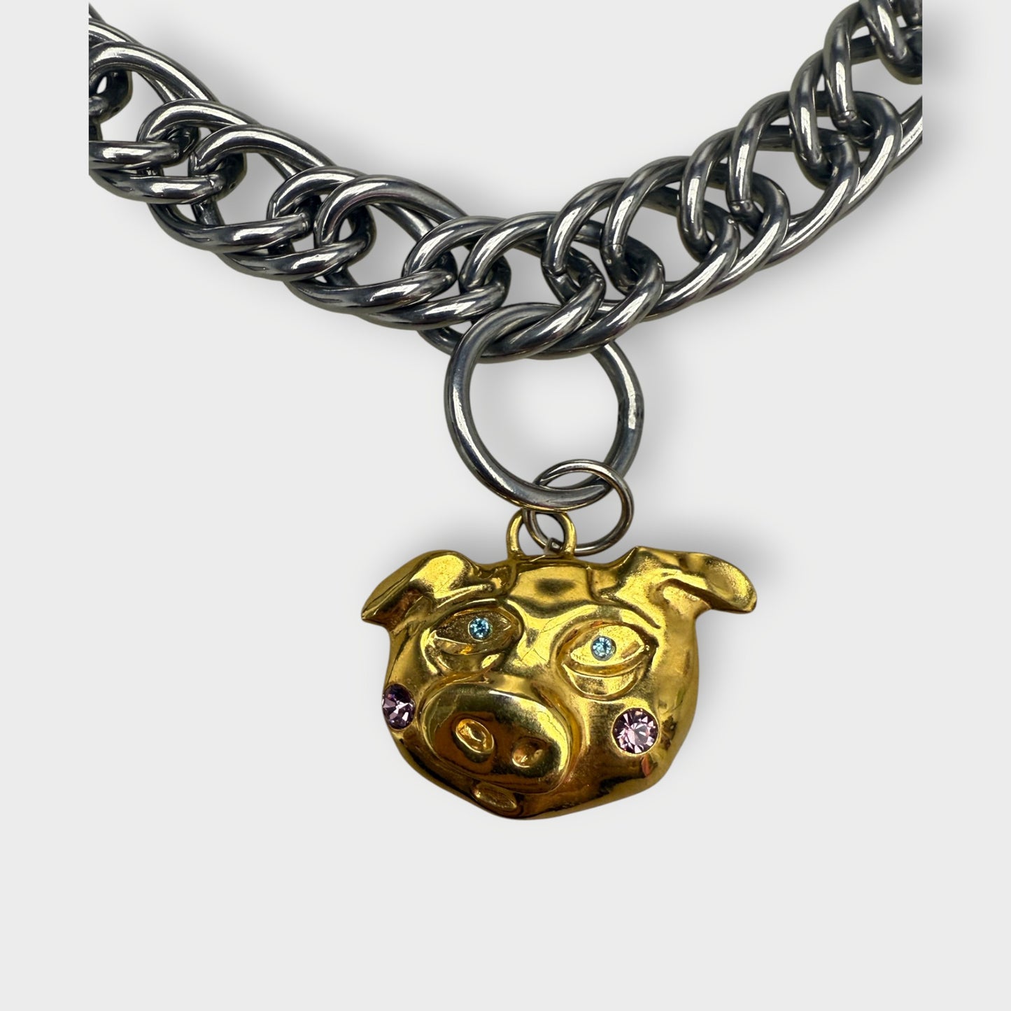 Silver Gold Pig Chain Necklace