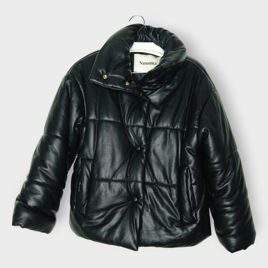 Faux Leather Puffer Jacket