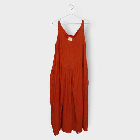 Linen Raw Hem Smock Dress