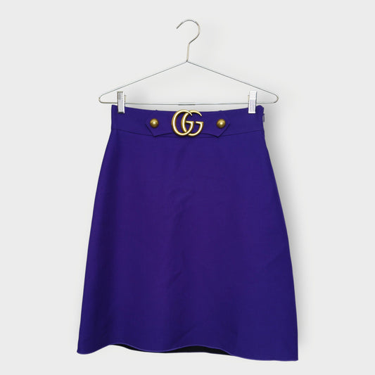 Silk & Wool Midi Skirt with GG Belt