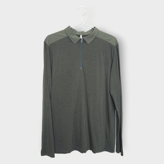 Wool Blend Quarter Zip Polo