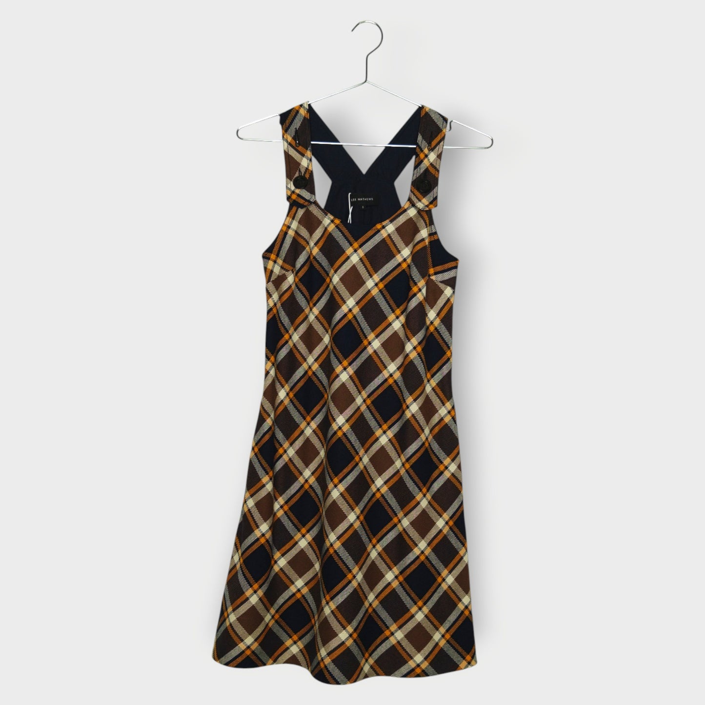 Check Cotton Pinafore Dress