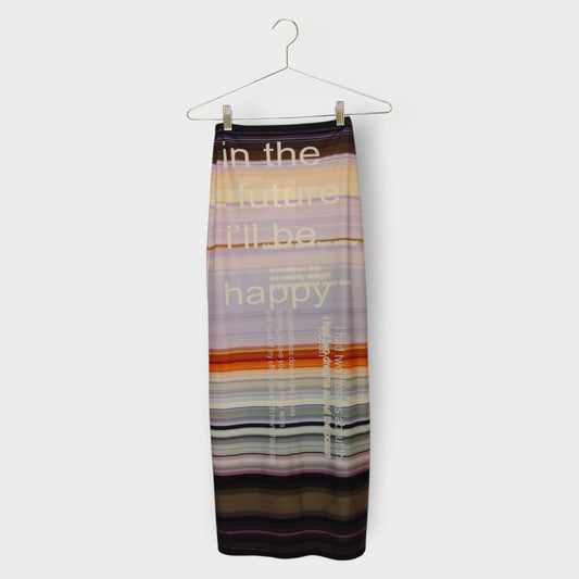 Gradient Nylon Text Midi Skirt