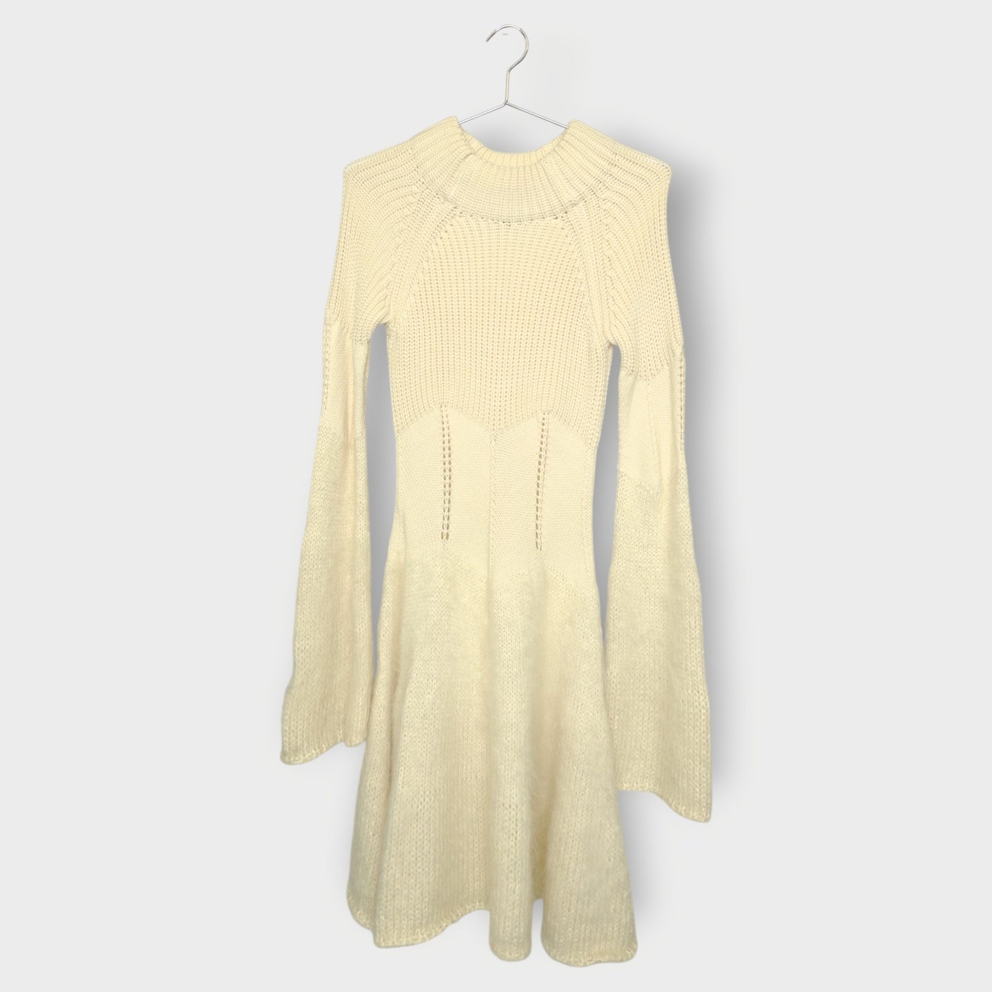Wool & Mohair Knit Flare Sleeve Dress