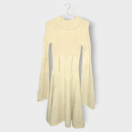 Wool & Mohair Knit Flare Sleeve Dress