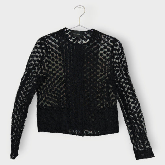 Mesh Floral Collarless Jacket